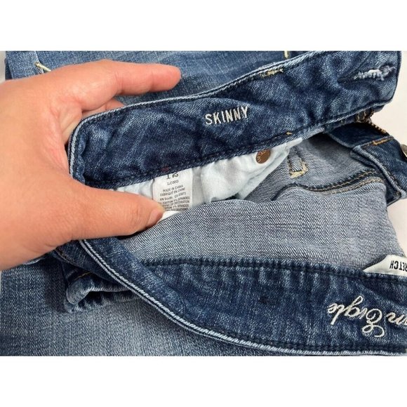 AMERICAN EAGLE Women's Size 12 Long Blue Super Stretch Skinny Jeans Trendy Denim - Picture 4 of 12